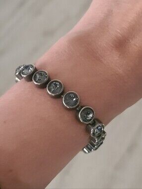 Rare Touchstone Crystal by Swarovski Ice Bracelet Dark Grey- Great Condition